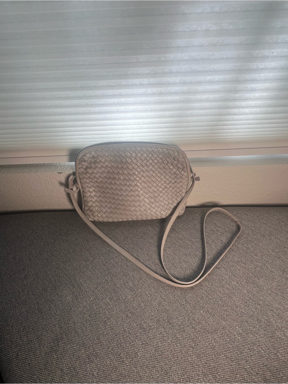 Vintage Ganson Gray Woven Leather Crossbody